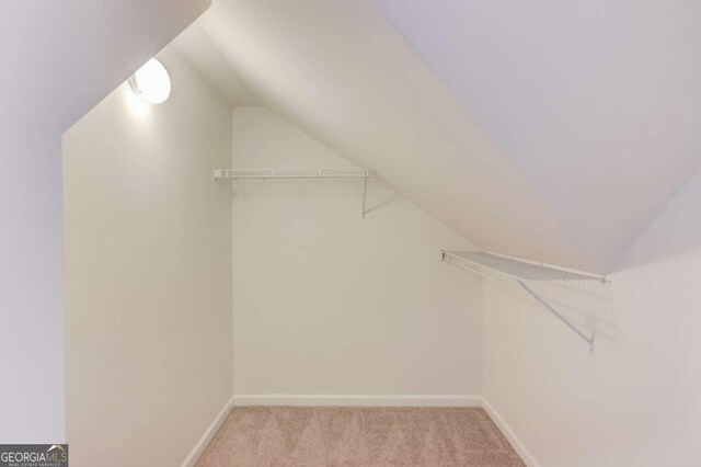 3585 Berkeley Park Ct, Duluth, GA 30096 - walk in closet featuring vaulted ceiling and carpet floors