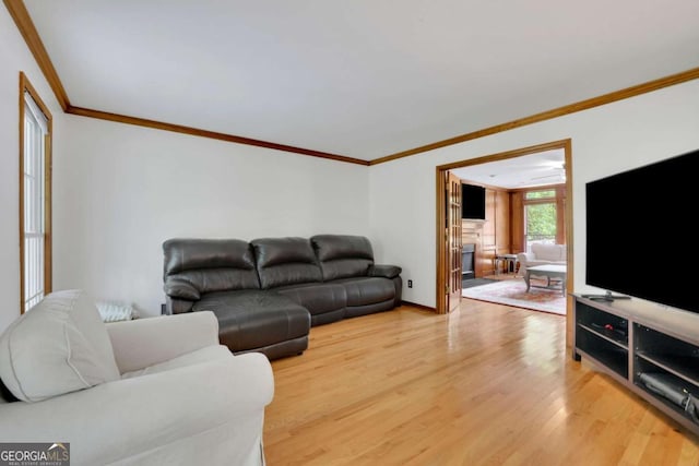 1925 Stonewyck Ct, Cumming, GA 30041 - living room with wood finished floors and crown molding