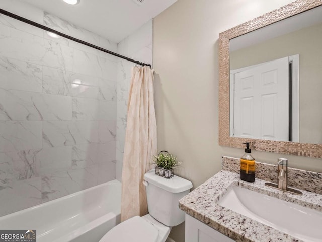 1488 Vine St NE, Gainesville, GA 30501 - full bath featuring vanity, shower / bath combo with shower curtain, and toilet