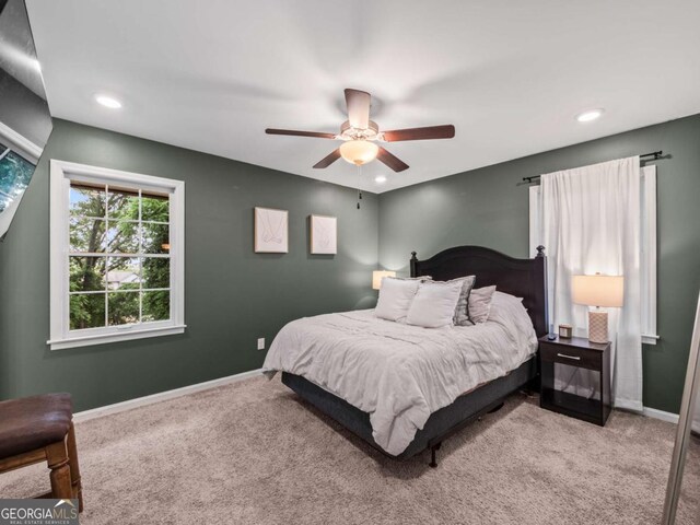 1488 Vine St NE, Gainesville, GA 30501 - carpeted bedroom featuring baseboards, recessed lighting, and a ceiling fan