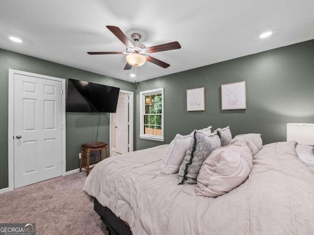 1488 Vine St NE, Gainesville, GA 30501 - carpeted bedroom with recessed lighting, ceiling fan, baseboards, and a closet