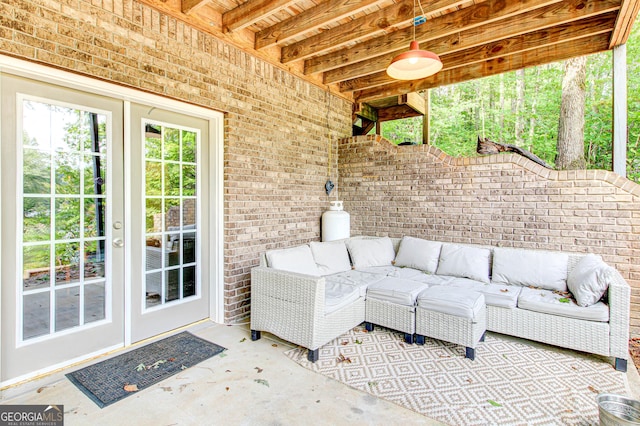 86 Waters Dr, Wedowee, AL 36278 - view of patio with an outdoor living space and french doors