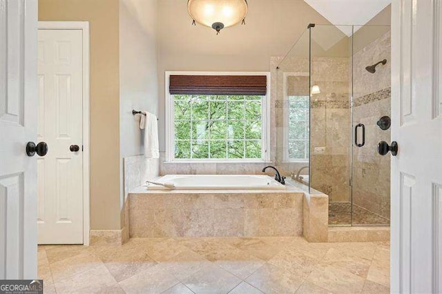 1206 Mountainside Trce NW, Kennesaw, GA 30152 - full bath with a garden tub, a shower stall, and tile patterned floors