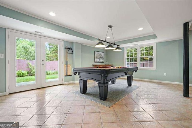 1206 Mountainside Trce NW, Kennesaw, GA 30152 - game room with healthy amount of natural light, baseboards, a raised ceiling, recessed lighting, and billiards