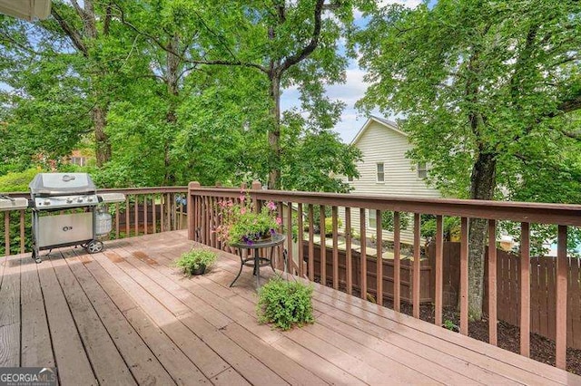 1206 Mountainside Trce NW, Kennesaw, GA 30152 - wooden deck featuring a grill