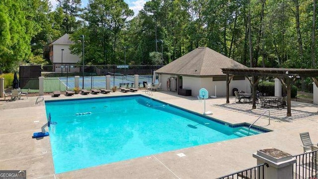 1206 Mountainside Trce NW, Kennesaw, GA 30152 - community pool with a pergola and a patio area