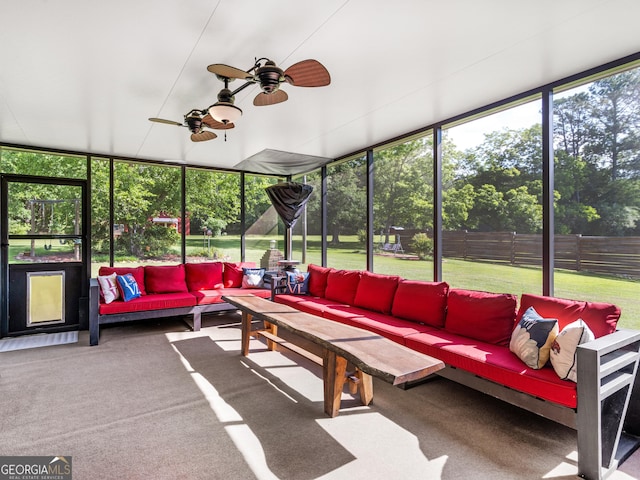571 Swint Rd, Griffin, GA 30224 - sunroom featuring an outdoor hangout area and ceiling fan
