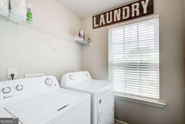 1300 Jefferson Walk Cir, Jefferson, GA 30549 - laundry room featuring separate washer and dryer and plenty of natural light