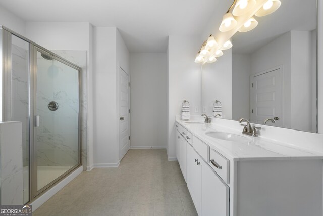 22 Mossy Oaks Ln NE, Rome, GA 30165 - bathroom featuring double vanity and a shower stall