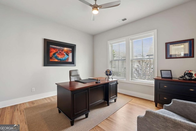 6815 Halcyon Way, Alpharetta, GA 30005 - office space featuring a ceiling fan, baseboards, and light wood-type flooring