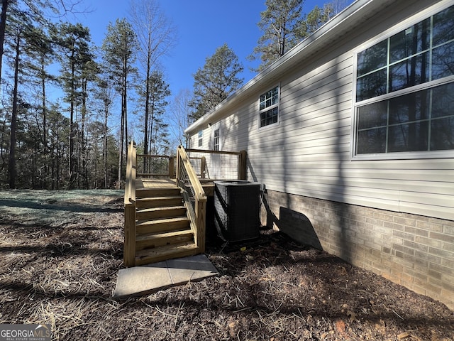 69 Cheyenne Trl, Martin, GA 30557 - view of side of property featuring a wooden deck, crawl space, and stairs