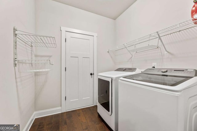 505 Parkview Dr, Milton, GA 30004 - washroom featuring separate washer and dryer, wood finished floors, and baseboards