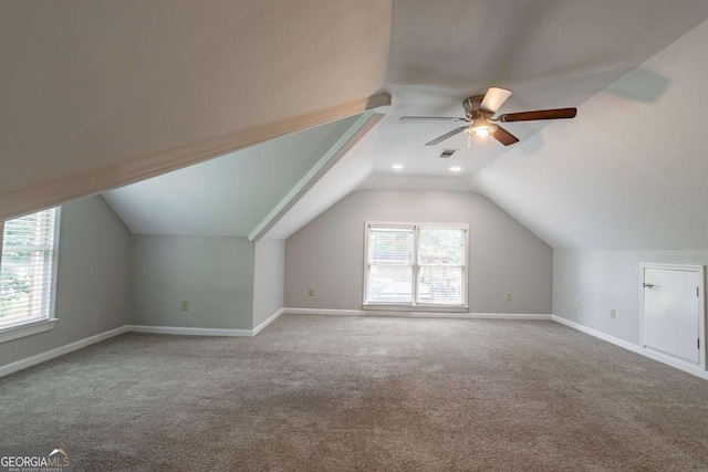 214 Jamestown Ave, Jonesboro, GA 30236 - additional living space featuring carpet flooring, ceiling fan, and vaulted ceiling