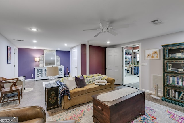 75 Barber Rd, Carrollton, GA 30116 - living area featuring ceiling fan, recessed lighting, and baseboards