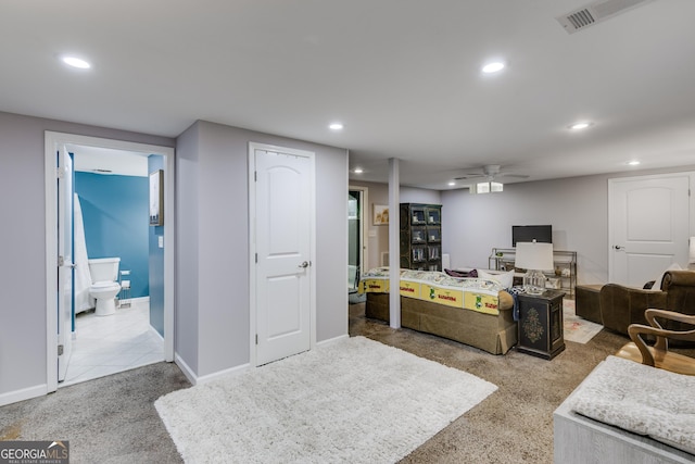 75 Barber Rd, Carrollton, GA 30116 - carpeted living room featuring recessed lighting and ceiling fan