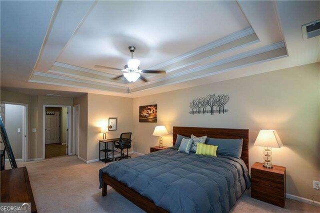 1480 Waverly Glen Dr, Alpharetta, GA 30004 - bedroom featuring a raised ceiling, carpet, and ornamental molding