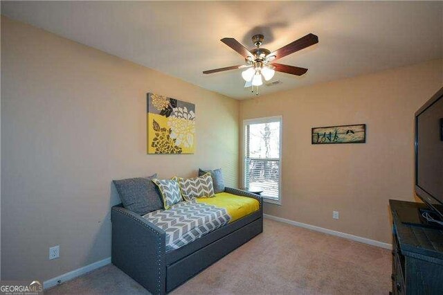 1480 Waverly Glen Dr, Alpharetta, GA 30004 - sitting room with ceiling fan and carpet floors