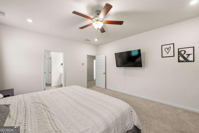 228 Whitneys Way, Dallas, GA 30157 - carpeted bedroom featuring recessed lighting and ceiling fan