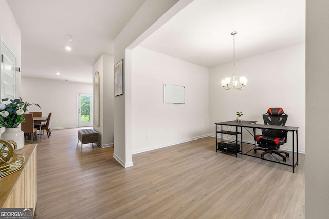 228 Whitneys Way, Dallas, GA 30157 - foyer with light wood-style floors, recessed lighting, and a chandelier