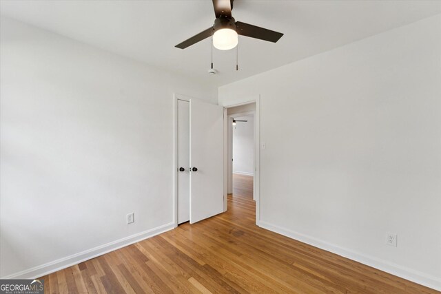 2310 Toussaint Ave, Savannah, GA 31404 - empty room featuring a ceiling fan and light wood-type flooring