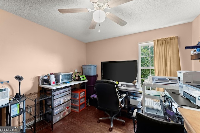 8436 Cyprus Ridge Way, Douglasville, GA 30134 - office with wood finished floors, ceiling fan, and a textured ceiling