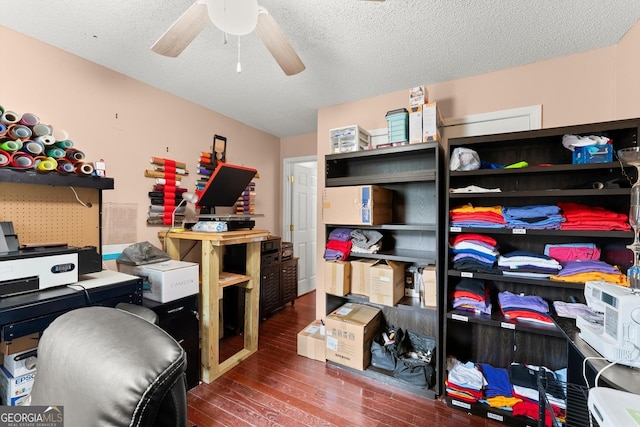 8436 Cyprus Ridge Way, Douglasville, GA 30134 - office with wood finished floors, a ceiling fan, and a textured ceiling