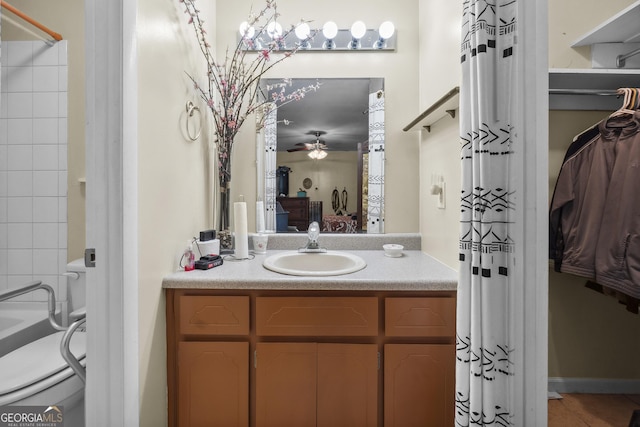 214 Highland Dr, Warner Robins, GA 31088 - full bath featuring vanity and ceiling fan