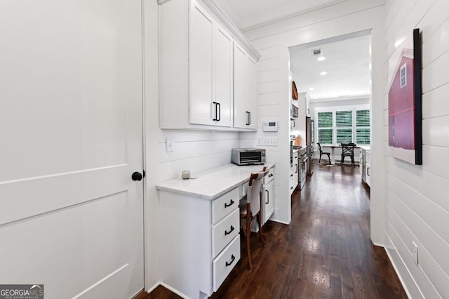 221 Goss Ln, Ball Ground, GA 30107 - hall with dark wood-type flooring, a desk, and recessed lighting