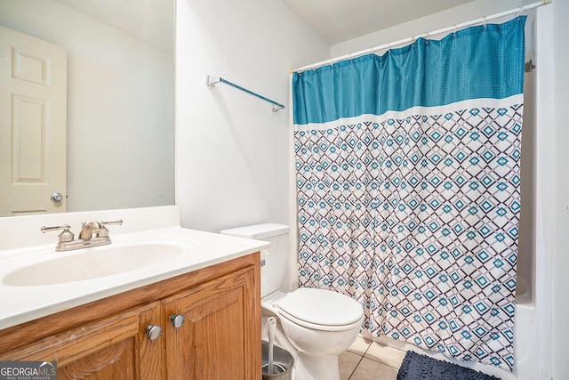 259 Hanover Cir SE, Calhoun, GA 30701 - full bath featuring vanity, tile patterned floors, and shower / bathtub combination with curtain