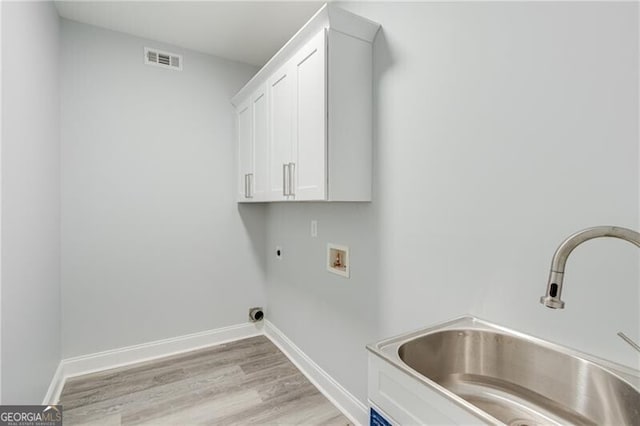 1226 Bloomsbury Ln, Gainesville, GA 30501 - laundry area with cabinet space, electric dryer hookup, hookup for a washing machine, and light wood-type flooring