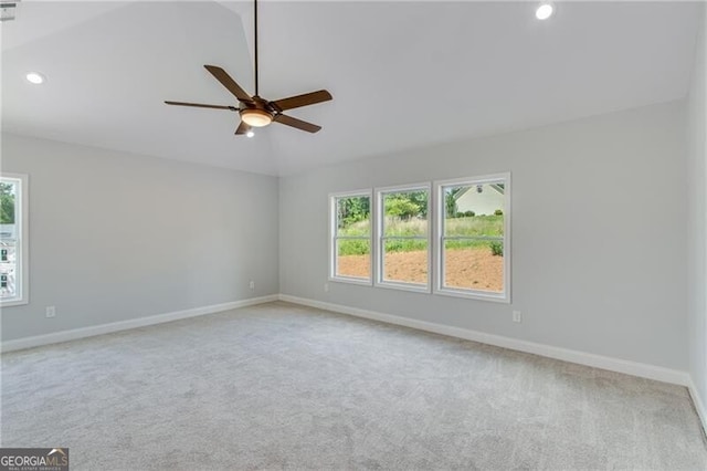 1226 Bloomsbury Ln, Gainesville, GA 30501 - unfurnished room featuring ceiling fan, carpet, recessed lighting, and lofted ceiling
