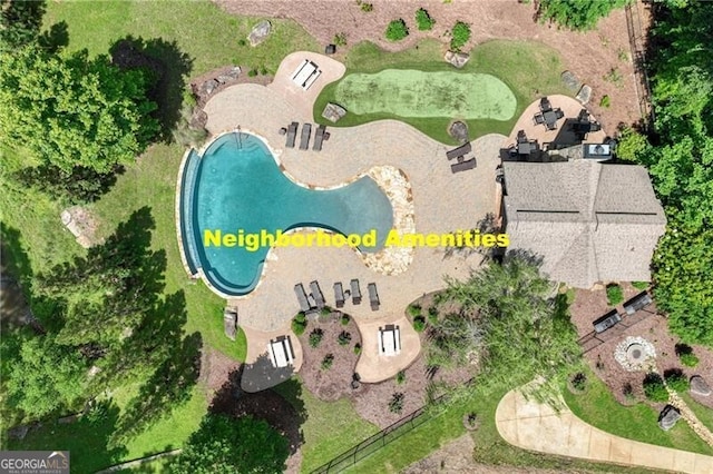 1226 Bloomsbury Ln, Gainesville, GA 30501 - aerial view of property and surrounding area featuring a pool area