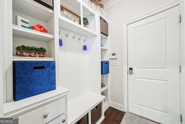925 Hargrove Point Way, Alpharetta, GA 30004 - mudroom featuring dark wood-style floors and baseboards