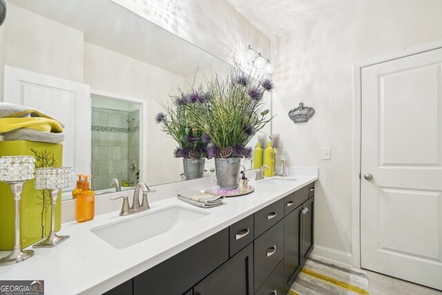 925 Hargrove Point Way, Alpharetta, GA 30004 - bathroom with double vanity and a tile shower