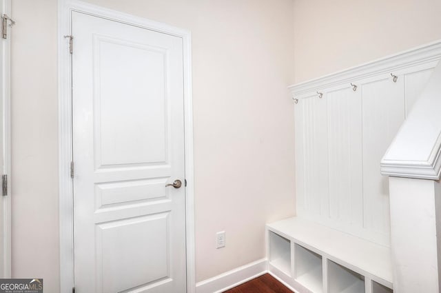 1391 Crooked Creek Rd, Greensboro, GA 30642 - mudroom with baseboards and dark wood-style floors