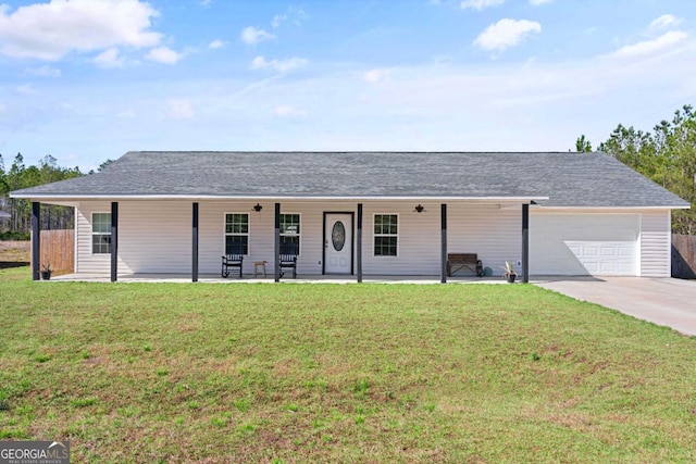 825 Red Hawk Dr, Waynesville, GA 31566 - ranch-style house featuring a garage, a front lawn, and concrete driveway