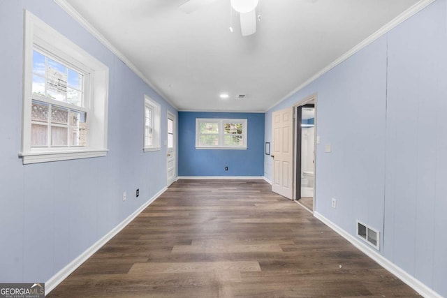 3664 Pin Oak Cir, Atlanta, GA 30340 - empty room featuring crown molding, wood finished floors, and ceiling fan