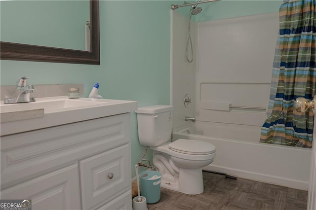 726 Mcdaniel Mill Rd SW, Conyers, GA 30094 - bathroom with vanity, toilet, and shower / tub combo with curtain