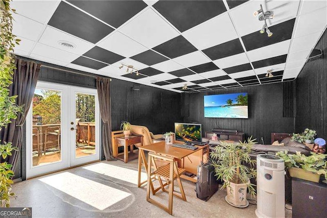 10845 Shallowford Rd, Roswell, GA 30075 - office featuring french doors and a paneled ceiling
