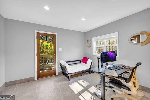 10845 Shallowford Rd, Roswell, GA 30075 - tiled office space with baseboards and recessed lighting
