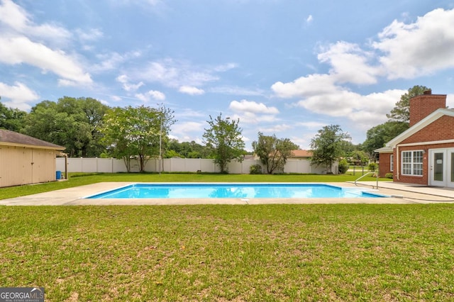 101 Coldbrook Cir, Rincon, GA 31326 - view of swimming pool featuring a fenced backyard, a patio area, and french doors