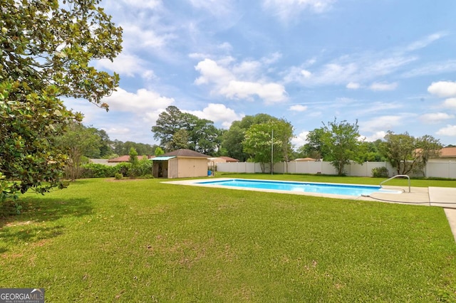 101 Coldbrook Cir, Rincon, GA 31326 - view of pool featuring a fenced backyard and an outdoor structure