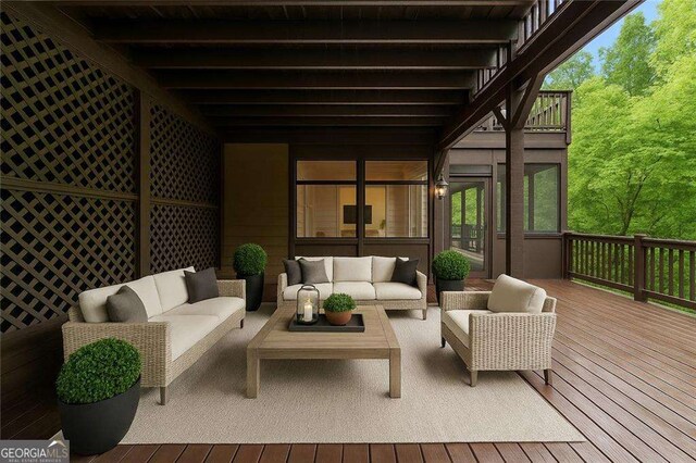 5705 Registry Oaks Ln SE, Mableton, GA 30126 - wooden terrace with an outdoor living space