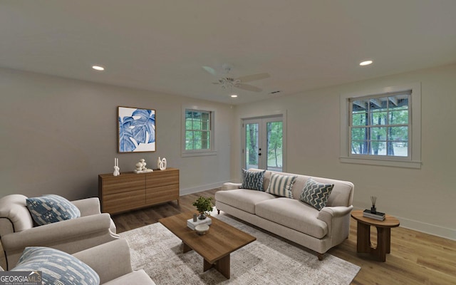 340 Currahee Trl, Toccoa, GA 30577 - living area with wood finished floors, recessed lighting, and ceiling fan