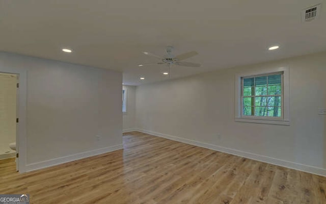 340 Currahee Trl, Toccoa, GA 30577 - empty room with a ceiling fan, light wood-type flooring, recessed lighting, and baseboards