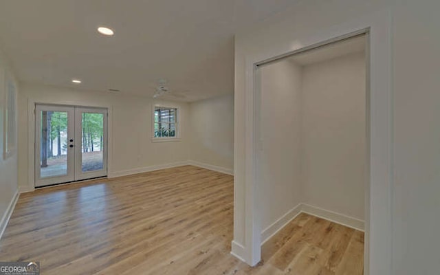 340 Currahee Trl, Toccoa, GA 30577 - spare room featuring french doors, light wood finished floors, baseboards, and recessed lighting