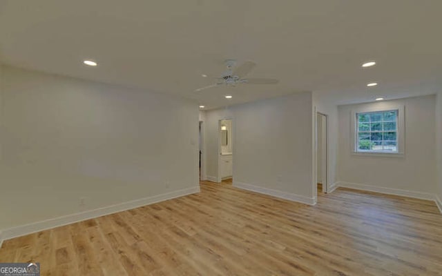 340 Currahee Trl, Toccoa, GA 30577 - unfurnished room with light wood-style flooring, baseboards, a ceiling fan, and recessed lighting