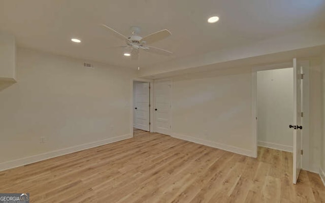 340 Currahee Trl, Toccoa, GA 30577 - unfurnished room featuring baseboards, a ceiling fan, light wood-style flooring, and recessed lighting