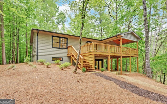 340 Currahee Trl, Toccoa, GA 30577 - view of front of property featuring a wooden deck and stairs