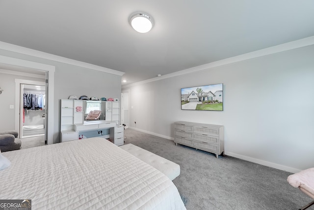 4581 Blacksmith Ln, Jefferson, GA 30549 - carpeted bedroom featuring crown molding, baseboards, and a closet